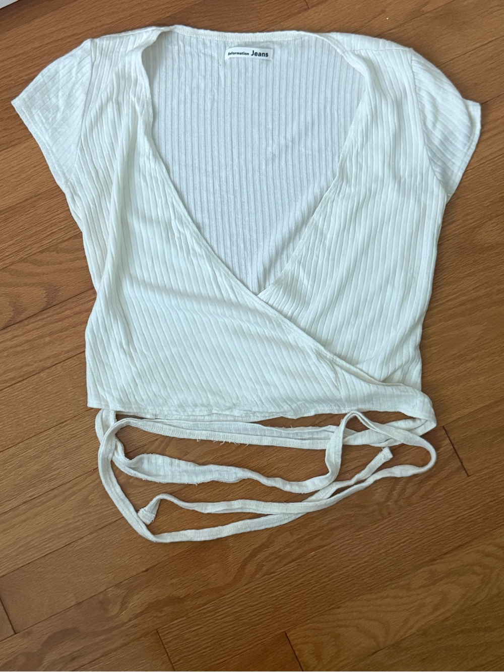 Reformation Flora Ribbed Wrap Tee - Picture 2 of 5